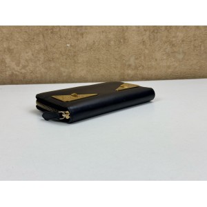 FENDI 7M0210 MONSTER EYES ZIP AROUND LEATHER WALLET